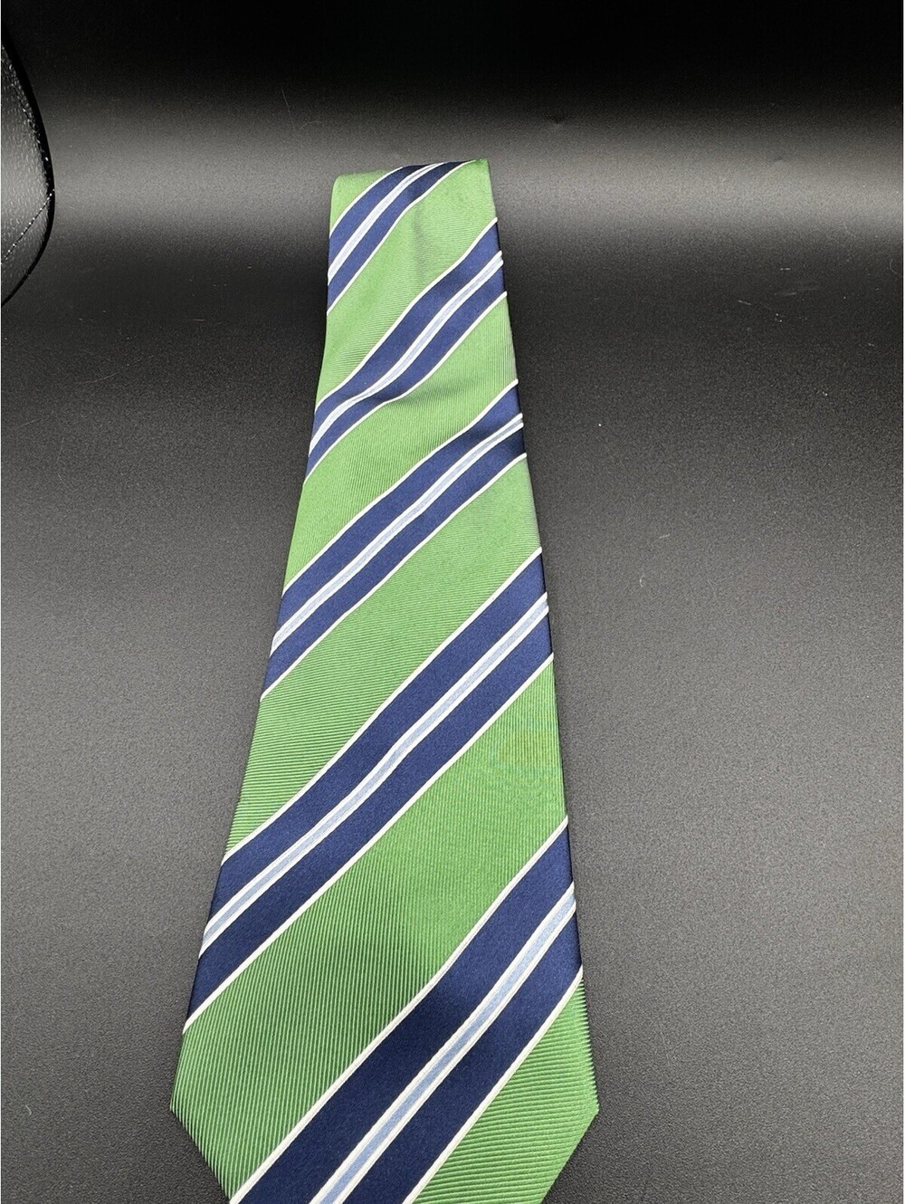 IZOD 100% Silk Tie Green Blue Striped Necktie Classic Mens Business Office Sharp